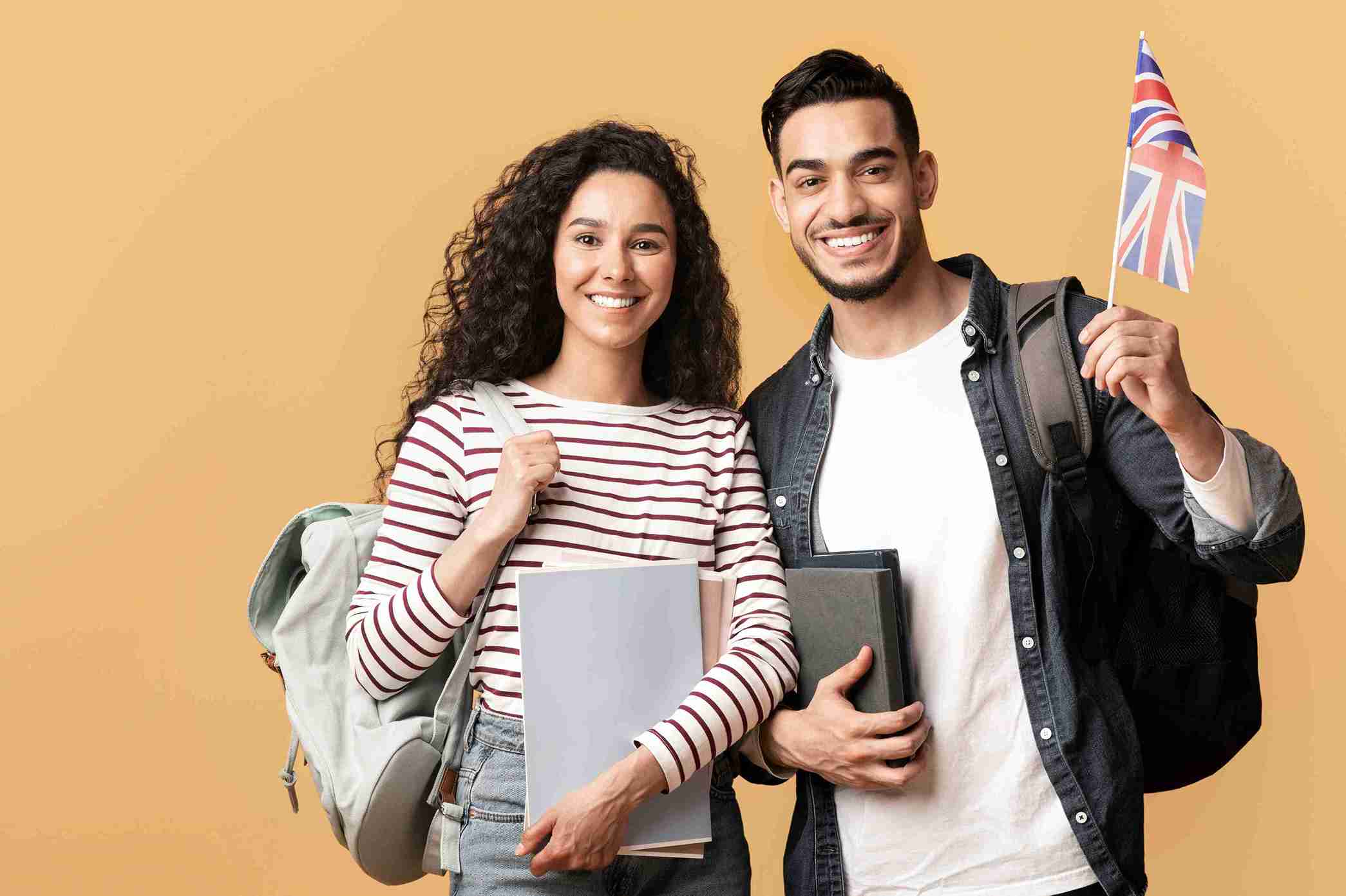 Smiling students ready for studies abroad.